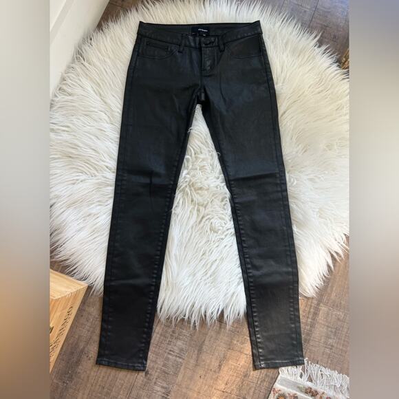 THE KOOPLES LEATHER EFFECT LOW RISE SLIM FIT BLACK SKINNY JEANS SIZE 25 - Picture 2 of 7